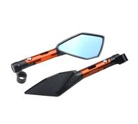 Retroviseur Moto Rétroviseurs universels for guidon de moto en aluminium CNC, miroir Anti-éblouissement bleu(Short Orange)
