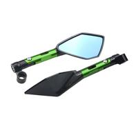 Retroviseur Moto Rétroviseurs universels for guidon de moto en aluminium CNC, miroir Anti-éblouissement bleu(Short Green)