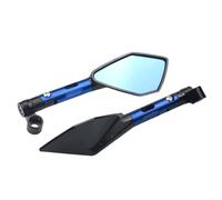 Retroviseur Moto Rétroviseurs universels for guidon de moto en aluminium CNC, miroir Anti-éblouissement bleu(Short Blue)