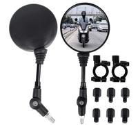 Rétroviseur Moto Universel, Lot de Rétroviseurs Latéraux de Moto 7/8" 22mm, Rétroviseurs Moto Guidon Pivotant à 360°avec Boulons Filetés 10mm et 8mm, Accessoires pour Motos Scooter Quad ATV(Noir)