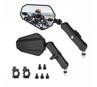 Rétroviseur Moto Universel Pliant Certifié E24 Pivotant à 360° Filetage 8/10mm Pour Motos, Scooters et ATV avec Guidon 22mm(7/8")