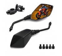 Rétroviseur moto universel Rétroviseur moto avec filetage M8 M10 7/8 pouces rétroviseur moto homologué pour ATV/Moped/Quad Scooter/E-Bike (miroir hexagonal)