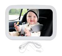 Rétroviseur pour siège enfant - Rétroviseur LED grand angle avec fonction de charge USB - Rétroviseur arrière pour bébé - Pour les déplacements, la conduite de nuit et les trajets quotidiens