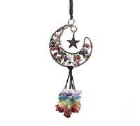 RéTroviseur Suspendu DéCoratif,Pendentif En Cristal éToile De Lune Suspension De Voiture à Pompon En Croissant Pendentif RéTroviseur De Voiture Convient Pour La Maison, L'IntéRieur De La Voiture