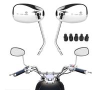 Rétroviseur universel pour moto 10 mm x 8 mm, rotatif à 360°, chromé, avec kit de vis, compatible avec motos, scooters, VTT, motos de route, véhicules modifiés et quads.
