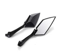 Rétroviseurs de moto 1 Paire De Rétroviseurs Latéraux Pour Moto, Aspect Fibre De Carbone, Verre Blanc, Accessoires De Moto De Sport Universels Rétroviseurs de guidon(Black Round Corners)