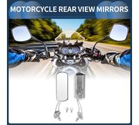 Rétroviseurs De Moto Embout De Guidon Miroirs Latéraux En Aluminium Alliage Métal Ton Argent Réglable Forme Carrée M8/M10