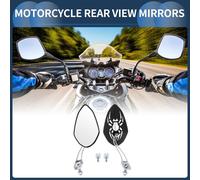 Rétroviseurs De Moto Embout De Guidon Miroirs Latéraux En Aluminium Alliage Plastique Blanc Réglable M8/M10 Forme Prismatique