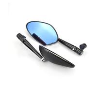 Rétroviseurs De Moto en Aluminium CNC, Grand Miroir Guidon Verre Bleu Universel pour Rétroviseurs