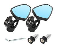 Rétroviseurs de moto GES universels 22mm inversant le rétroviseur CNC Rétroviseur de moto ovale en aluminium (Bleu Miroir)