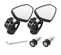Rétroviseurs de moto GES universels 22mm inversant le rétroviseur CNC Rétroviseur de moto ovale en aluminium (Blanc Miroir)