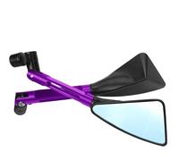 Rétroviseurs de moto universels CNC de 7/8 pouces, rétroviseurs latéraux triangulaires noirs for moto de rue, sport, dirt bike, scooter(Purple)