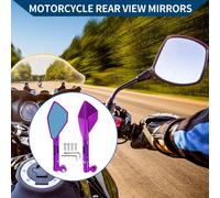 Rétroviseurs Latéraux De Guidon De Moto En Aluminium Ajustables En Forme Prismatique, 1 Ensemble Violet M8/M10