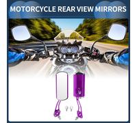 Rétroviseurs Latéraux De Guidon De Moto En Aluminium Alliage Métallique Violet Réglable M8/M10 Forme Carrée