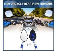 Rétroviseurs Latéraux De Guidon De Moto En Aluminium Alliage Plastique Bleu Réglable En Forme Prismatique M8/M10