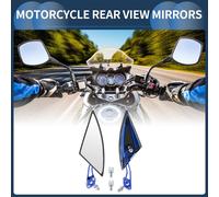 Rétroviseurs Latéraux De Guidon De Moto En Aluminium Alliage Plastique Bleu Réglable Forme Triangulaire M8/M10