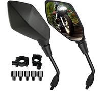 Rétroviseurs Latéraux de Moto, Lot de 2 Rétroviseurs Moto Universels avec Embouts de Guidon 7/8", 5 Boulons Filetés 10mm et 8mm Inclus pour Moto Vélo C type