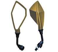 Retroviseurs Latéraux Rétroviseurs De Moto Universels Texture En Fiber Carbone Bande Verticale Rétroviseur Latéral HD Retroviseur Moto Embout Guidon(Gold)