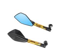 Rétroviseurs Moto Universels CNC Lentille Bleue en Aluminium Rétroviseurs Latéraux Anti-éblouissement Rétroviseur D'extrémité Guidon Accessoires De Vue Arrière Rétroviseurs