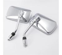 Rétroviseurs Moto Universels En Tige Métallique Rectangulaire Chromée 10 Mm Avec Coque ABS Pour Suzuki Pour Kawasaki Retro Moto