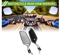 Rétroviseurs Universels Pour Moto Rétroviseurs Latéraux Réglables En Alliage D'Aluminium Et Plastique 1 Ensemble Noir Fibre De Carbone Noir M8/M10 Forme Polygonal