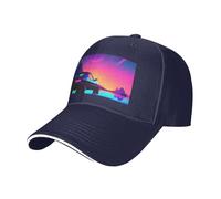 Retrowave Casquette de baseball réglable avec impression d'images neutres pour toute l'année, bleu marine, Taille unique