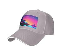 Retrowave Casquette de baseball réglable avec impression d'images neutres pour toute l'année, Gris, taille unique
