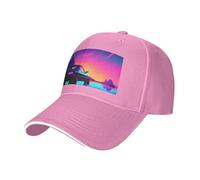 Retrowave Casquette de baseball réglable avec impression d'images neutres pour toute l'année, rose, Taille unique