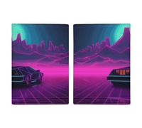 Retrowave Étui de passeport imprimé d'images pour passeport de voyage, étui portefeuille en cuir avec blocage RFID pour cartes pour homme et femme, photos rétrowave, Photos Retrowave, 20.3x13.8cm,