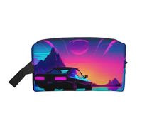 Retrowave Sac de rangement de toilette avec impression d'images - Grande capacité - Pochette de rangement pour batterie externe et câbles, blanc, One Size