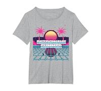 Retrowave Summer : Coucher de Soleil Tropical inspiré des années 80 T-Shirt, Femme Grandes Tailles, Gris Chiné, 4X
