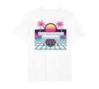 Retrowave Summer : Coucher de Soleil Tropical inspiré des années 80 T-Shirt, Homme Grandes Tailles, Blanc, 6X Tall