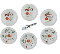 Retsch Arzberg Assiette à Pizza avec Roulette à Pizza et Rouleau à Pizza Format XXL Ø 30 cm, Mit Dekor, 6er Set