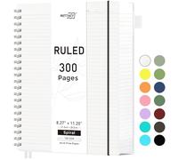 RETTACY Bloc-notes A4 à spirales, 300 feuilles/150 pages pour écrire, papier ligné universitaire 100 g/m², couverture rigide en PVC, 21,5 x 27,9 cm - Transparent