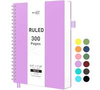 RETTACY Bloc-notes A4 à spirales à spirales, 300 pages/150 feuilles pour écrire, papier ligné 100 g/m², couverture en plastique souple, pour femmes, hommes, travail, bureau, école, 21,5 x 27,9 cm