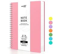 RETTACY Bloc-notes A4, carnet de notes, carnets à spirale, 300 feuilles/150 pages pour écrire, papier ligné universitaire 100 g/m², couverture rigide en PVC, 21,5 x 27,9 cm - Rose