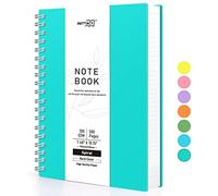 RETTACY Bloc-notes B5, carnet de notes, carnets de notes reliés en spirale, 150 feuilles/300 pages à écrire, papier ligné de 100 g/m² pour le collège, couverture rigide en PVC, 19 x 25 cm - Turquoise