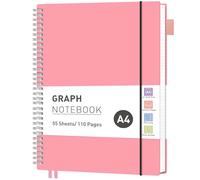 RETTACY Carnet de notes A4 quadrillé - 55 feuilles/110 pages - Couverture souple en PVC - Avec papier 100 g/m² - Convient pour l'apprentissage, l'université, les conférences, le journal intime - 21,5