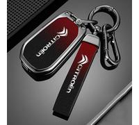 RETTYAT Coque e Voiture pour Citroen C3 Aircross 2017-2021, Coque de Clé Télécommande Étui Carte Coque de Protection pour vec Porte-Clés Étui n Cuir Auto Accessoires,B-Red