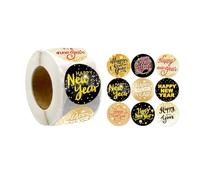 RETUOLWAG Autocollant Rond De Scellage Bonne Année 500 Unités pour Carte Noël Enveloppe Lettre Étiquettes d'emballage Auto-adhésives pour Nouvel an