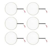 RETUOLWAG Ensemble d'éventails ronds en tissu de soie pour enfants - 6 pièces - Pour peinture et écriture - Avec poignée noire - Kit artistique fait main
