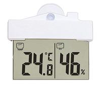 RETYLY Digital ThermomèTre HygromèTre Affichage De la FenêTre d'accueil Transparente TempéRature ExtéRieure IntéRieure Station De Mesure D'humidité IntéRieure avec Aspiration
