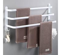 RETYOVE Porte-Serviettes Blanc Mural Barres Porte-Serviettes Multicouche avec Crochets Espace Aluminium Porte Serviette pour Salle de Bain, Cuisine d'hôtel, Style Contemporain 3 Layer 60cm
