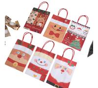 RETZLA Lot de 12 sacs cadeaux de Noël en papier durable, 6 styles, parfaits pour les affaires, les fêtes d'anniversaire, les jolis motifs de Père Noël, sacs cadeaux (rouge, 15 x 8 x 21 cm)