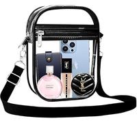 RETZLA Sac à bandoulière transparent approuvé par les stades, avec poche avant pour concerts, événements sportifs et festivals, Noir , Medium Stadium Bag