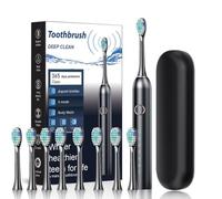 RETZLA Sonic Brosse à dents électrique avec 8 têtes de brosse pour adultes - 3 heures de charge rapide pendant 60 jours, 6 modes, vibration haute fréquence 40000, minuterie intelligente intégrée de 2