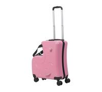 reukmuuc 20 inch Kids Carry on Luggage with Seat and Safety Belt, Large Capacity PC Rolling Suitcase, Impact Resistant Travel Bag for Children with 4 Spinner Wheels, Lightweight Hand Luggage Rose
