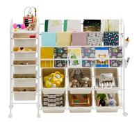 reukmuuc Bibliothèque roulante 2 en 1 pour rangement de jouets et de livres, organisateur d'affichage mobile avec roulettes à 360°, étagère en métal de grande capacité de 120 cm pour les besoins de