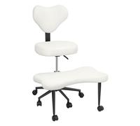 reukmuuc Chaise de méditation ergonomique pour yoga et posture croisée - Repose-pieds et dossier pivotants réglables avec coussin en simili cuir - Beige