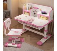 reukmuuc Ensemble de chaises de bureau ergonomiques à hauteur réglable, table d'apprentissage pour enfants avec tiroir de rangement, chaise correctrice de posture pour enfants de 3 à 18 ans, rose